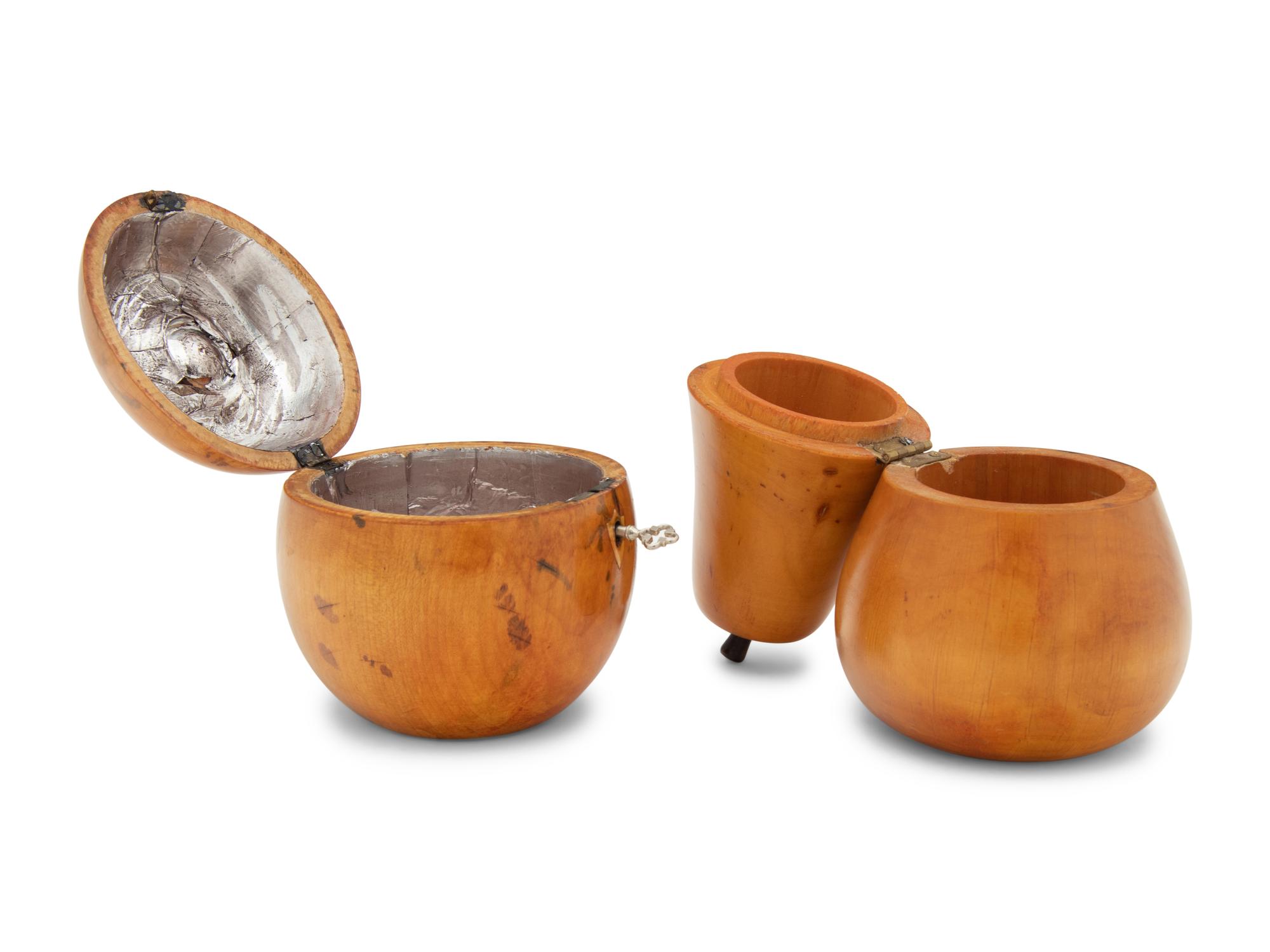Two Fruit-Form Tea Caddies