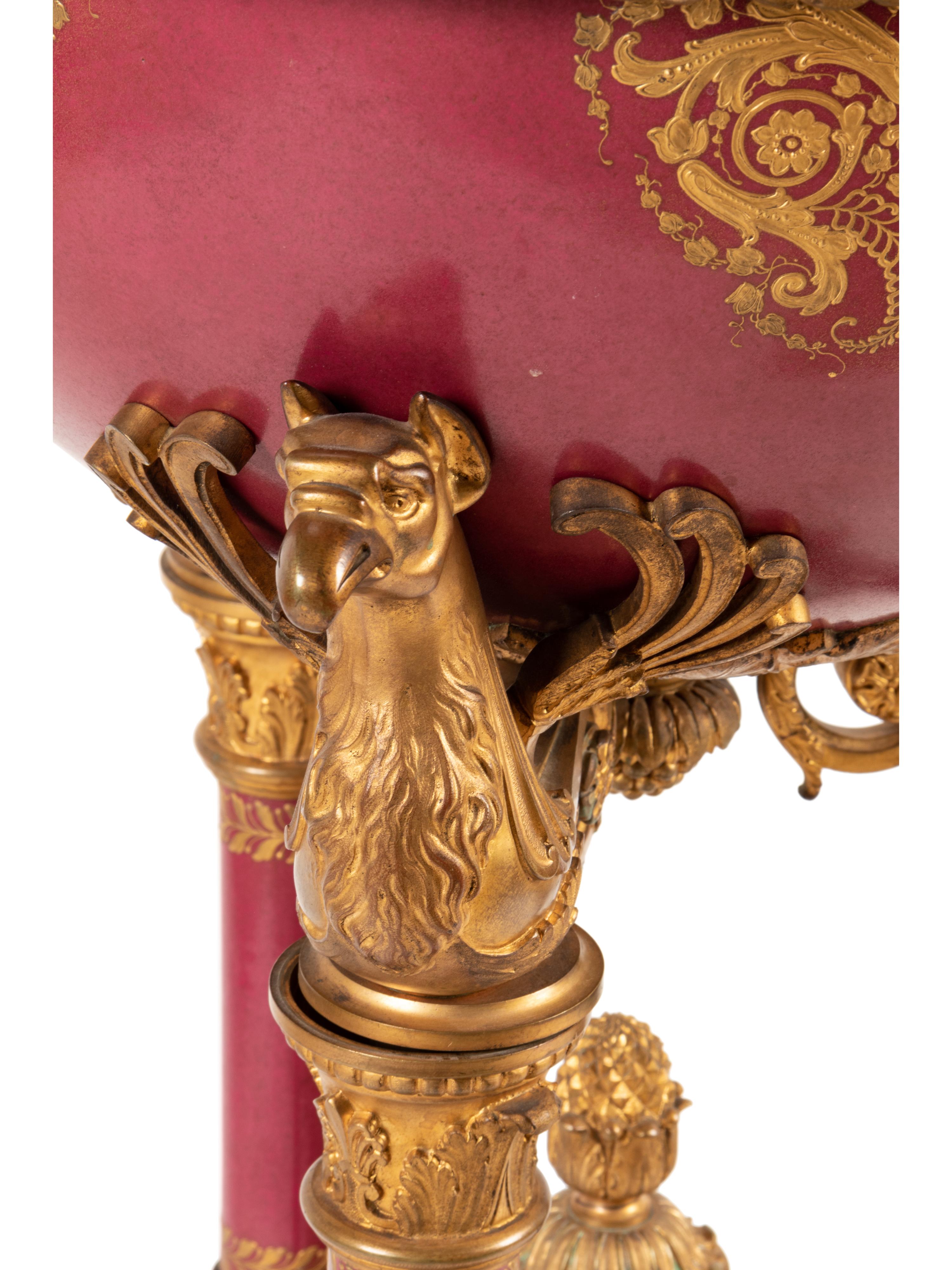 A Sèvres Style Gilt Bronze Mounted Porcelain Jardinière on Stand