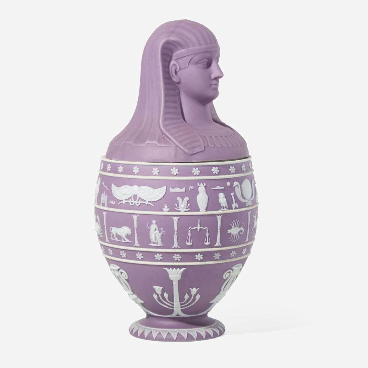 A Wedgwood Lilac Dip Jasperware Canopic Jar UK, mid-19th century