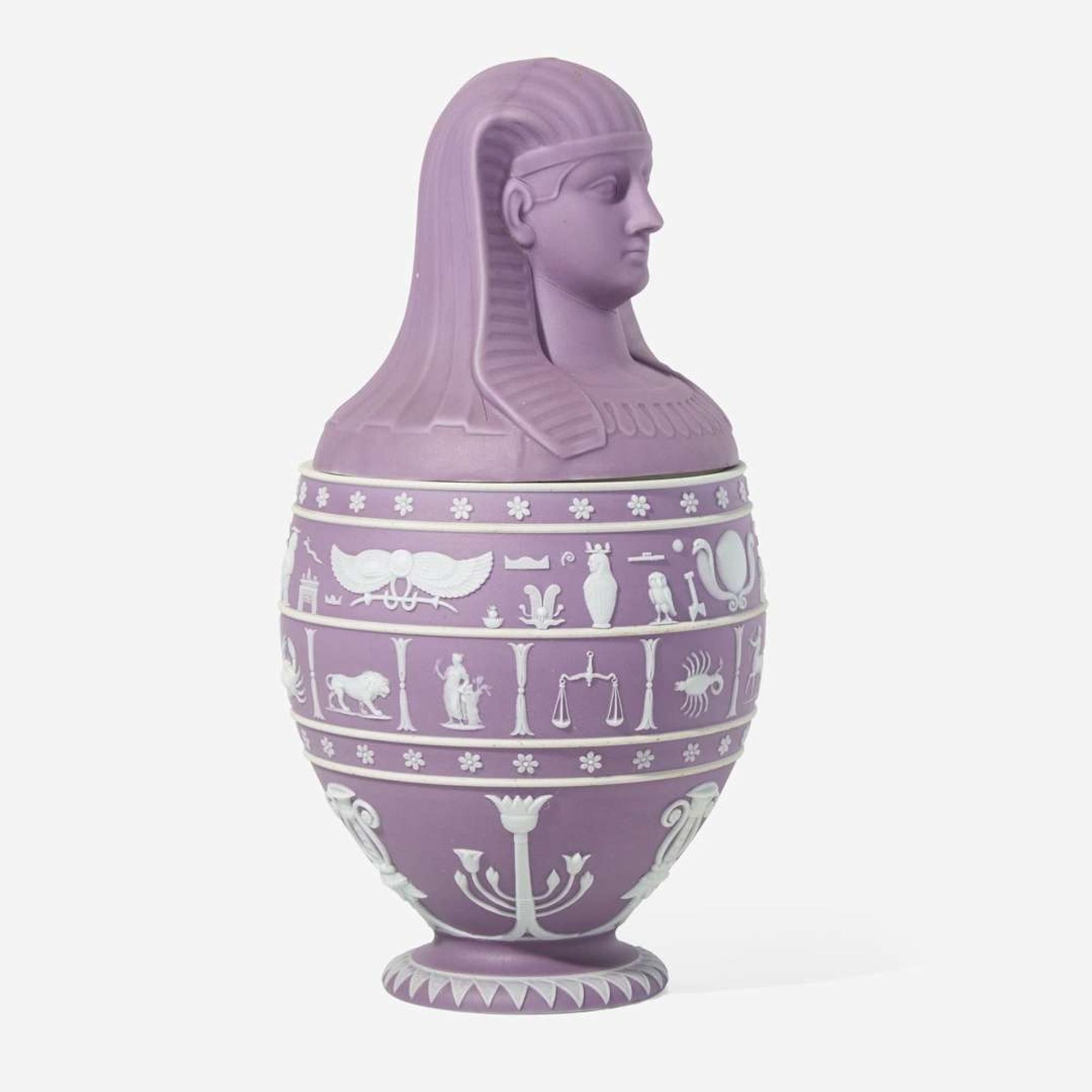 A Wedgwood Lilac Dip Jasperware Canopic Jar UK, mid-19th century