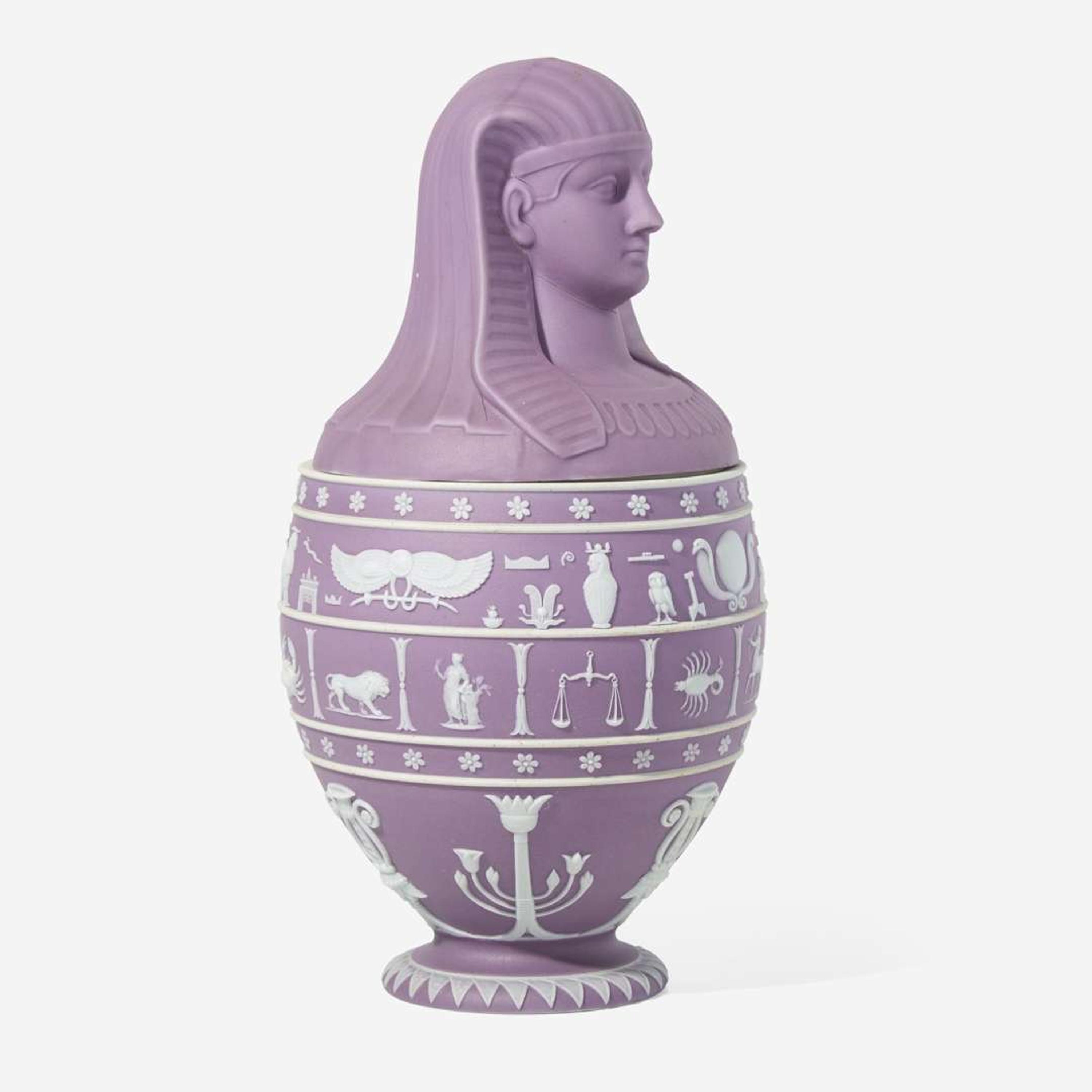 A Wedgwood Lilac Dip Jasperware Canopic Jar UK, mid-19th century