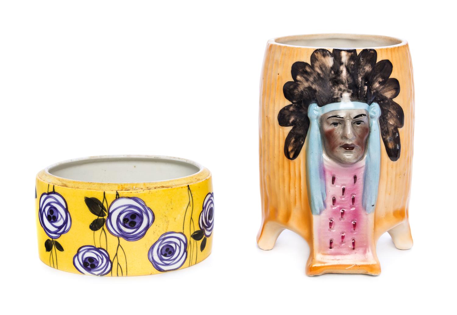 Two Ceramic Articles Height of taller 6 inches.