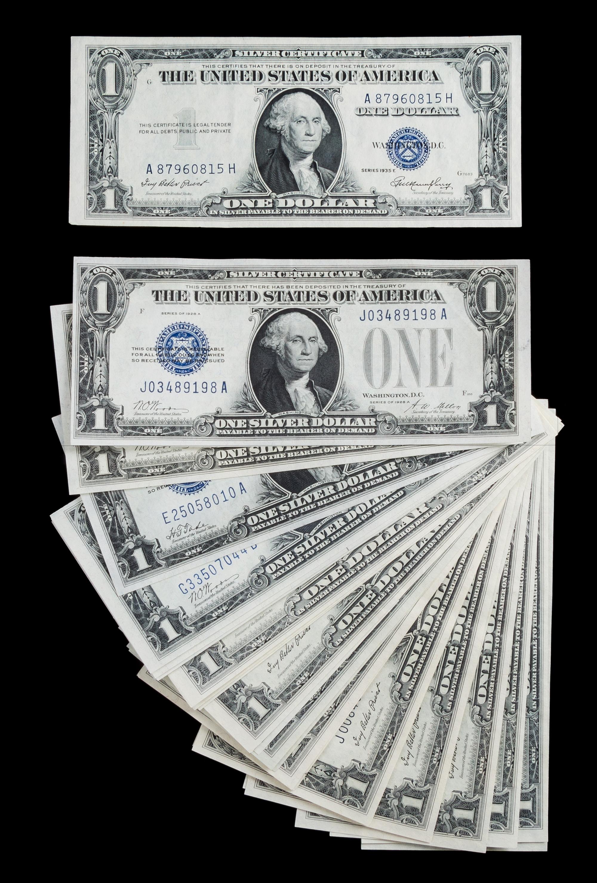A Group of Eighty-Four United States $1 Silver Certificates