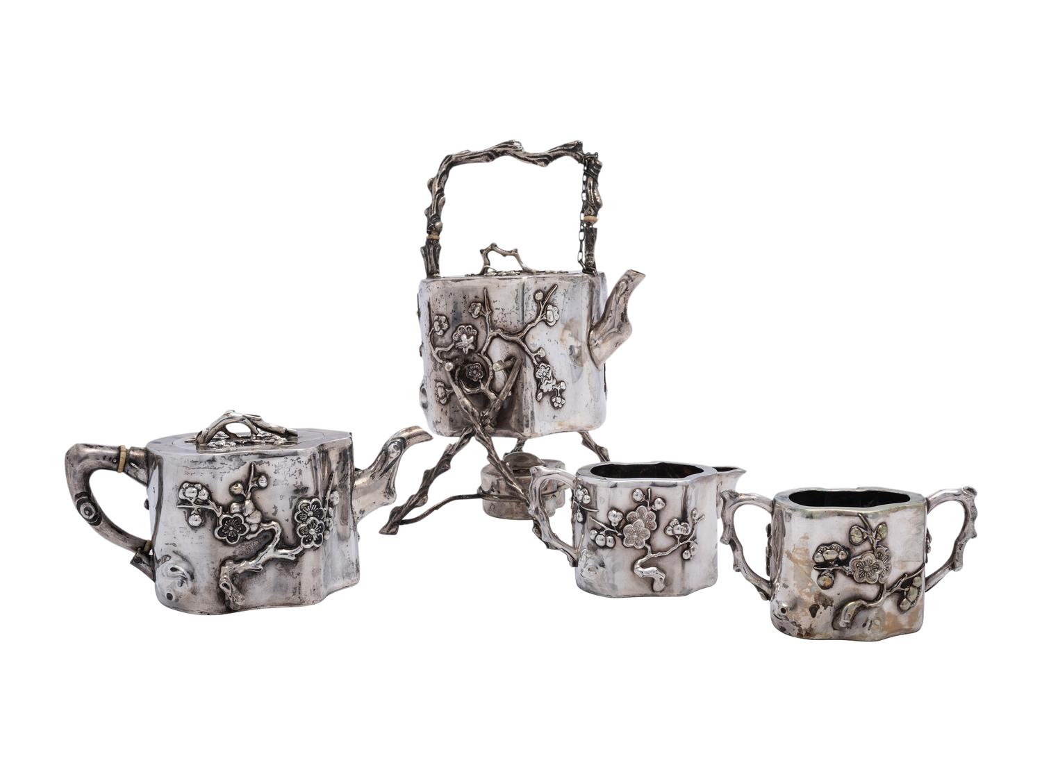 A Chinese Export Silver Assembled Tea Service