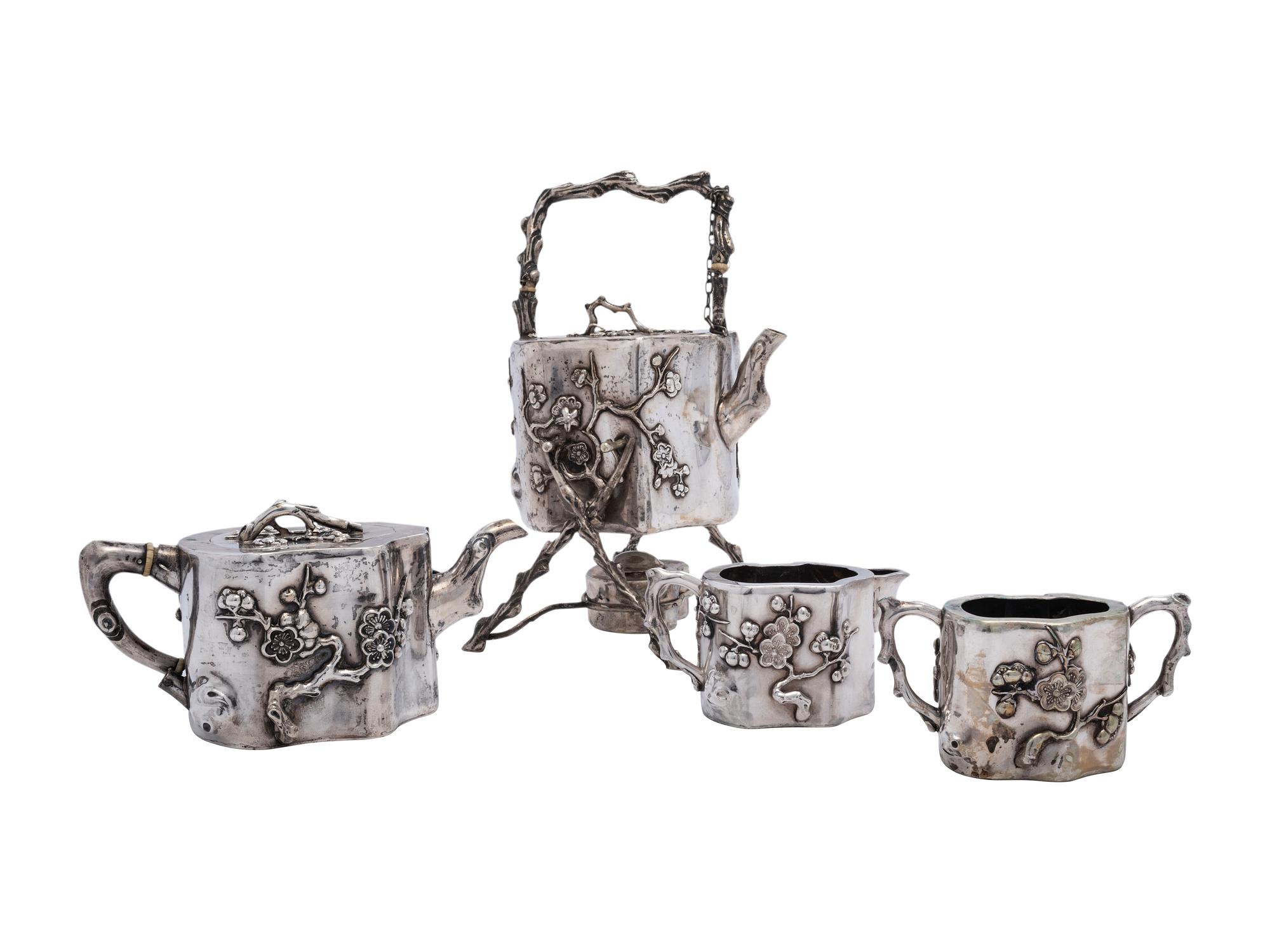 A Chinese Export Silver Assembled Tea Service