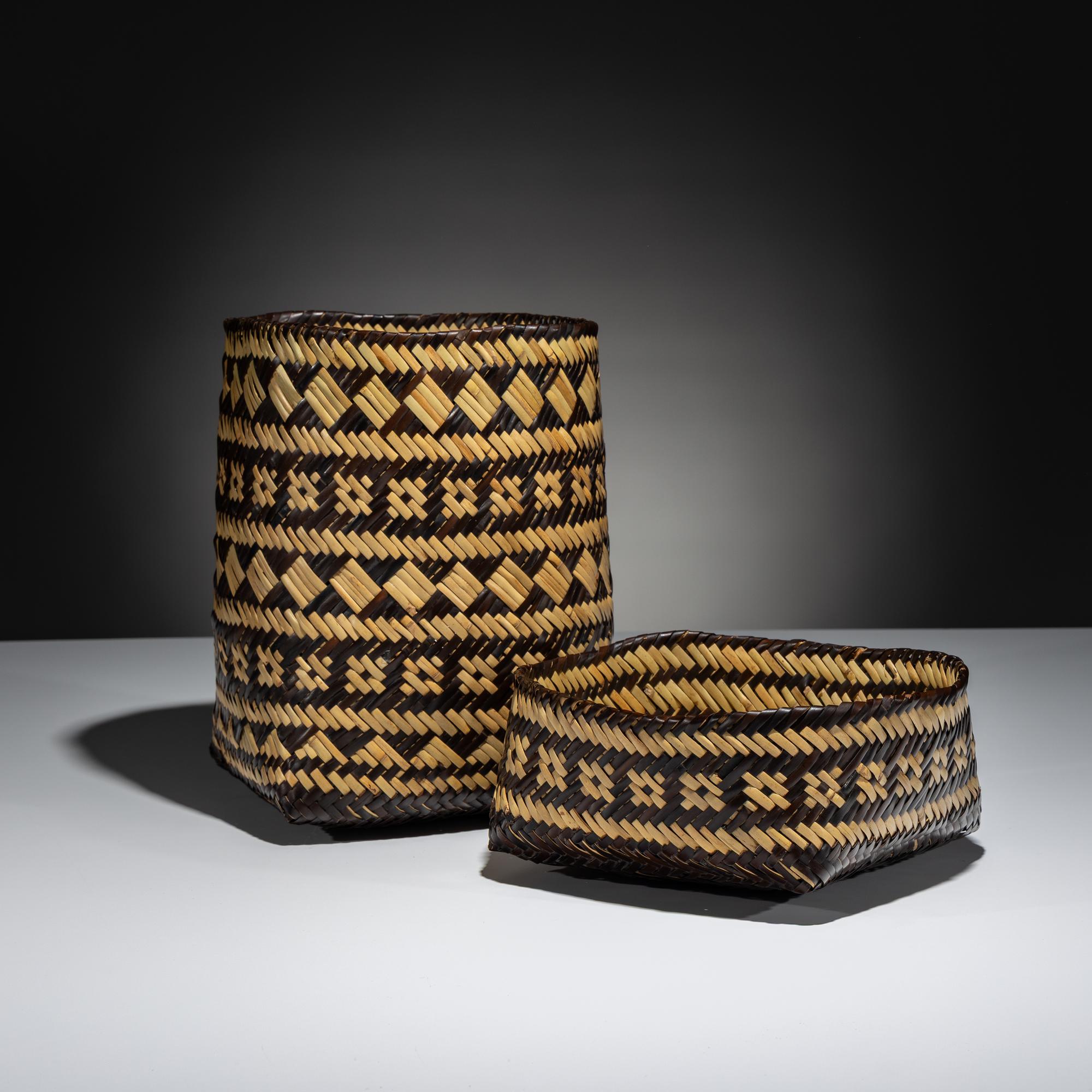 Double-Walled River Cane Lidded Basket