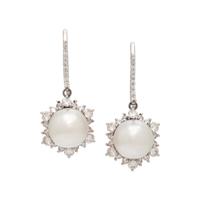 MIKIMOTO, CULTURED PEARL AND DIAMOND EARRINGS