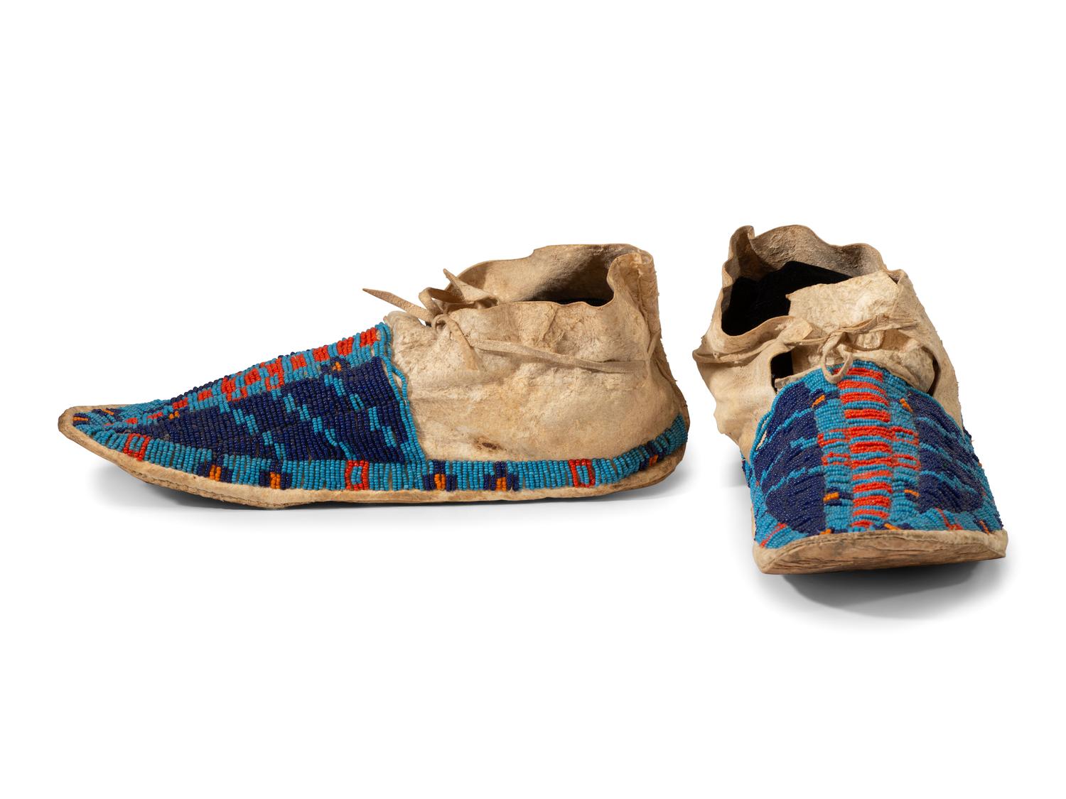Northern Plains Beaded Hide Moccasins