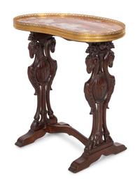 A Diminuitive Continental Carved Mahogany Side Table