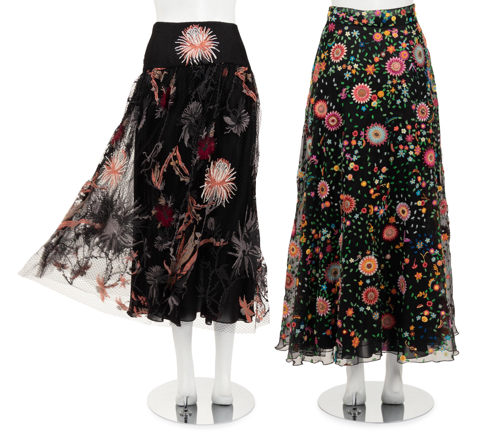 Two Christian Dior Embroidered Skirts