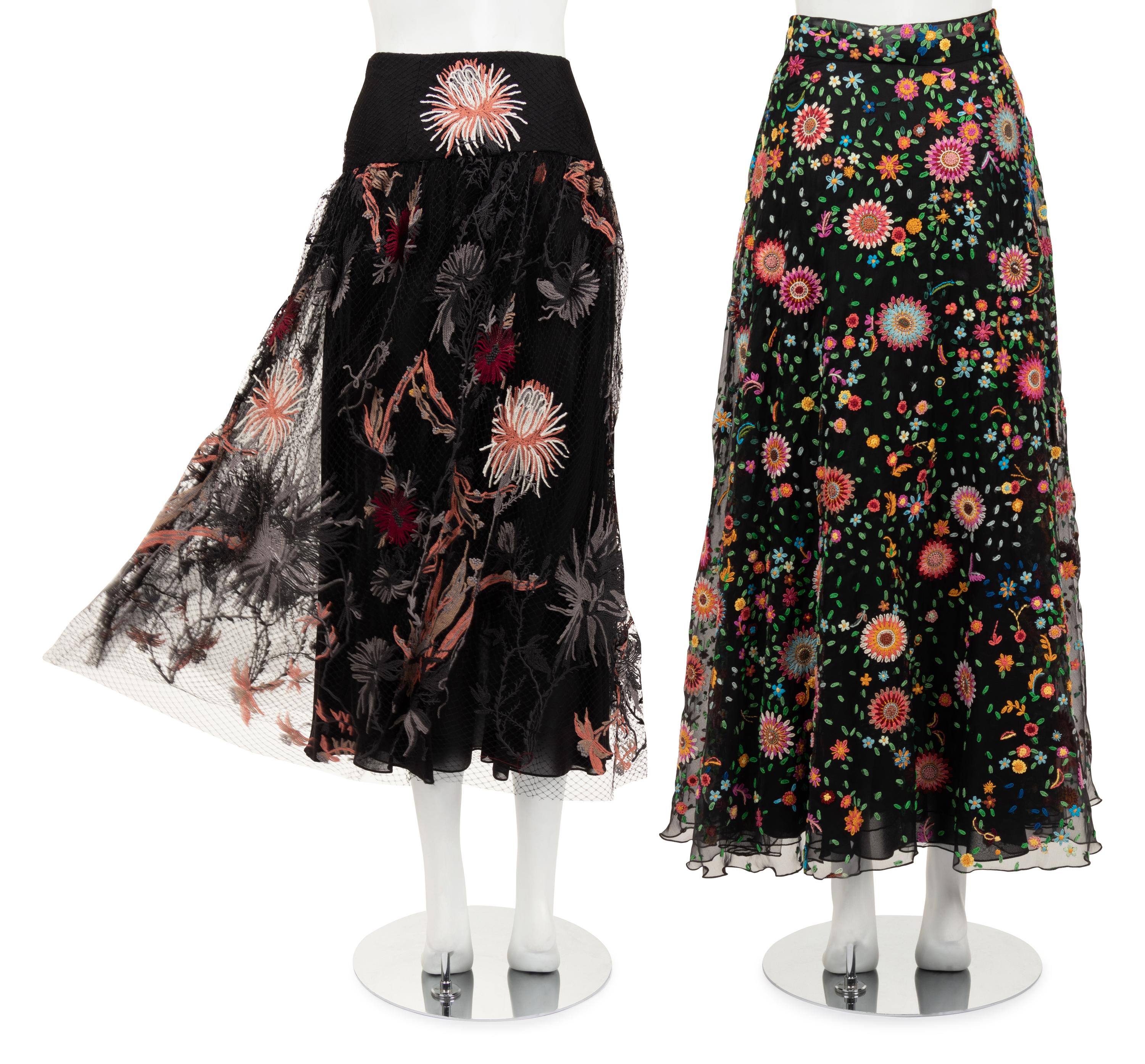 Two Christian Dior Embroidered Skirts