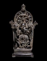 An Indian Bronze Ganesha, Enthroned
