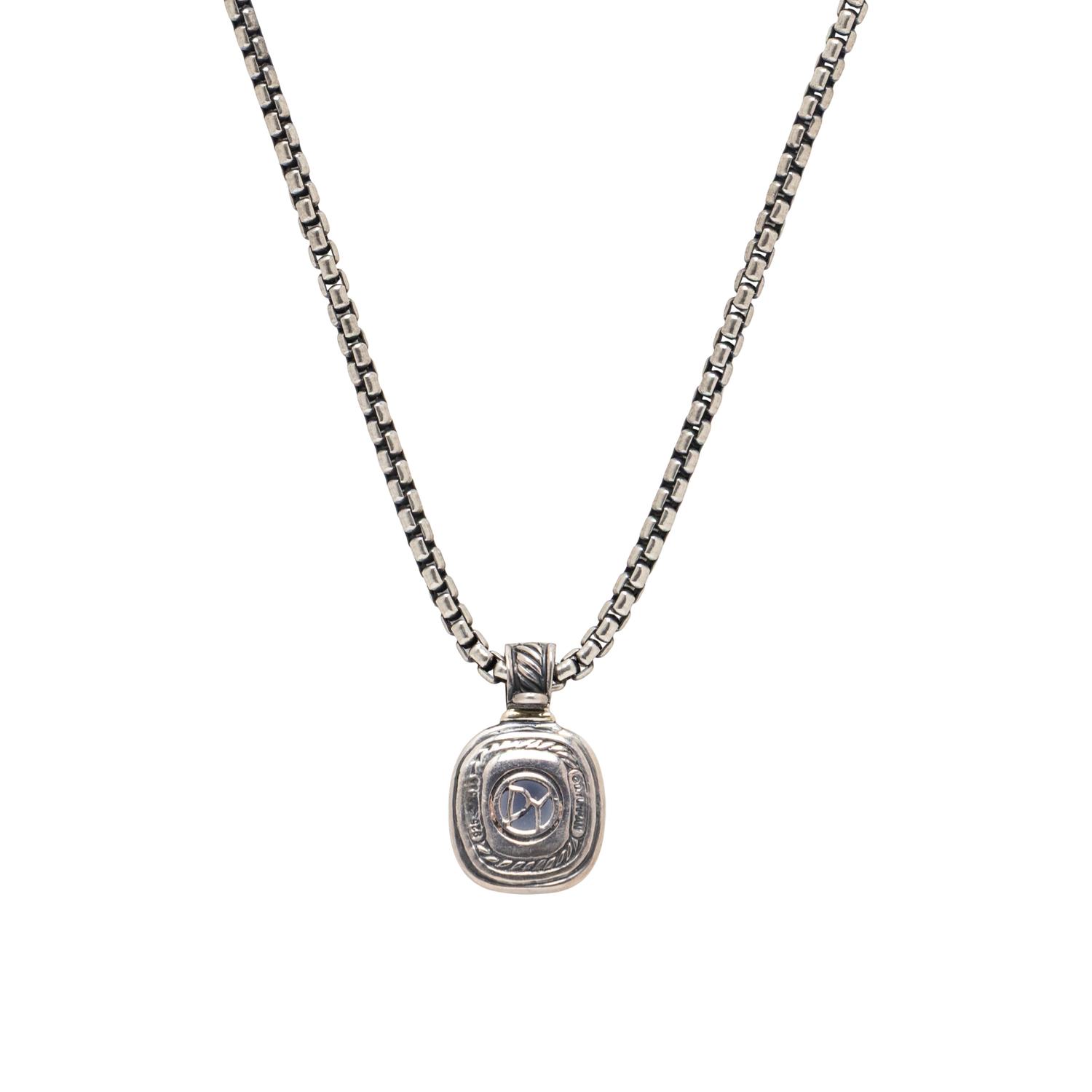 DAVID YURMAN, STERLING SILVER AND BLUE CHALCEDONY CONVERTIBLE PENDANT NECKLACE