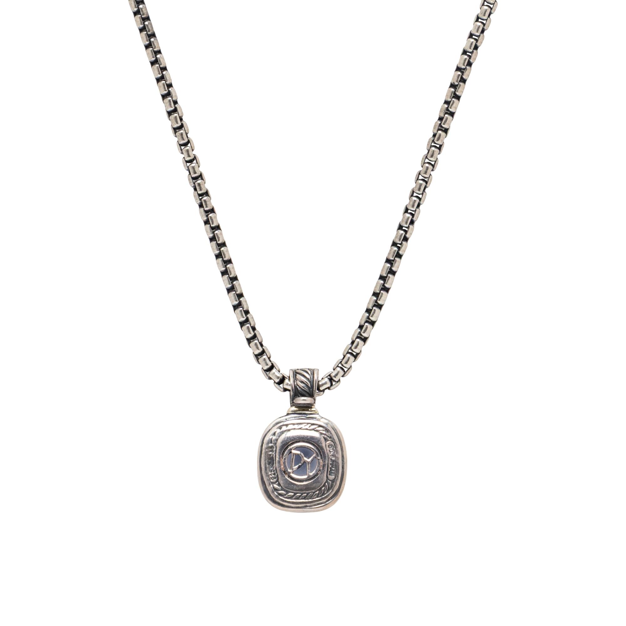 DAVID YURMAN, STERLING SILVER AND BLUE CHALCEDONY CONVERTIBLE PENDANT NECKLACE