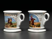 Two Cowboy's Porcelain Occupational Shaving Mugs