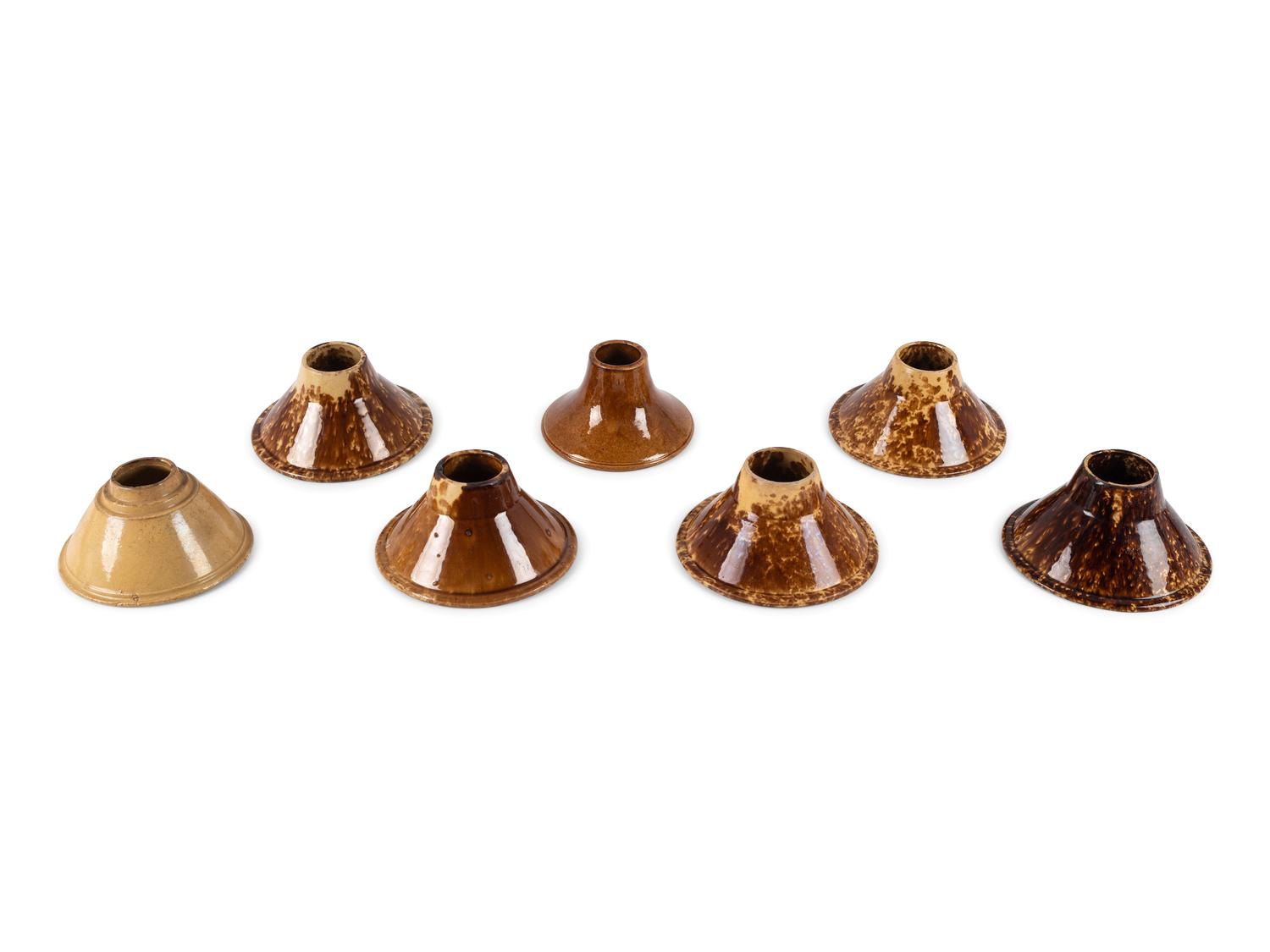 Seven Yellowware Canning Jar Funnels