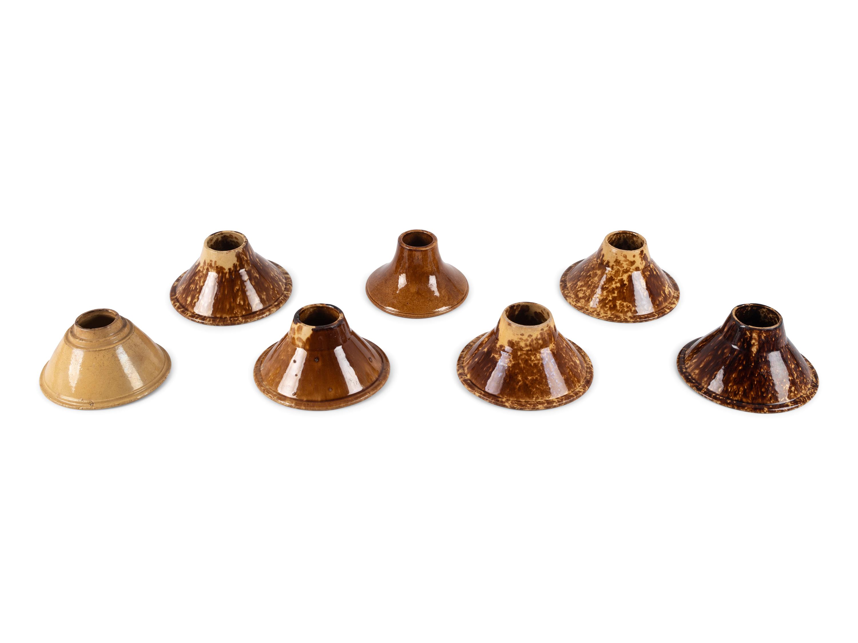 Seven Yellowware Canning Jar Funnels