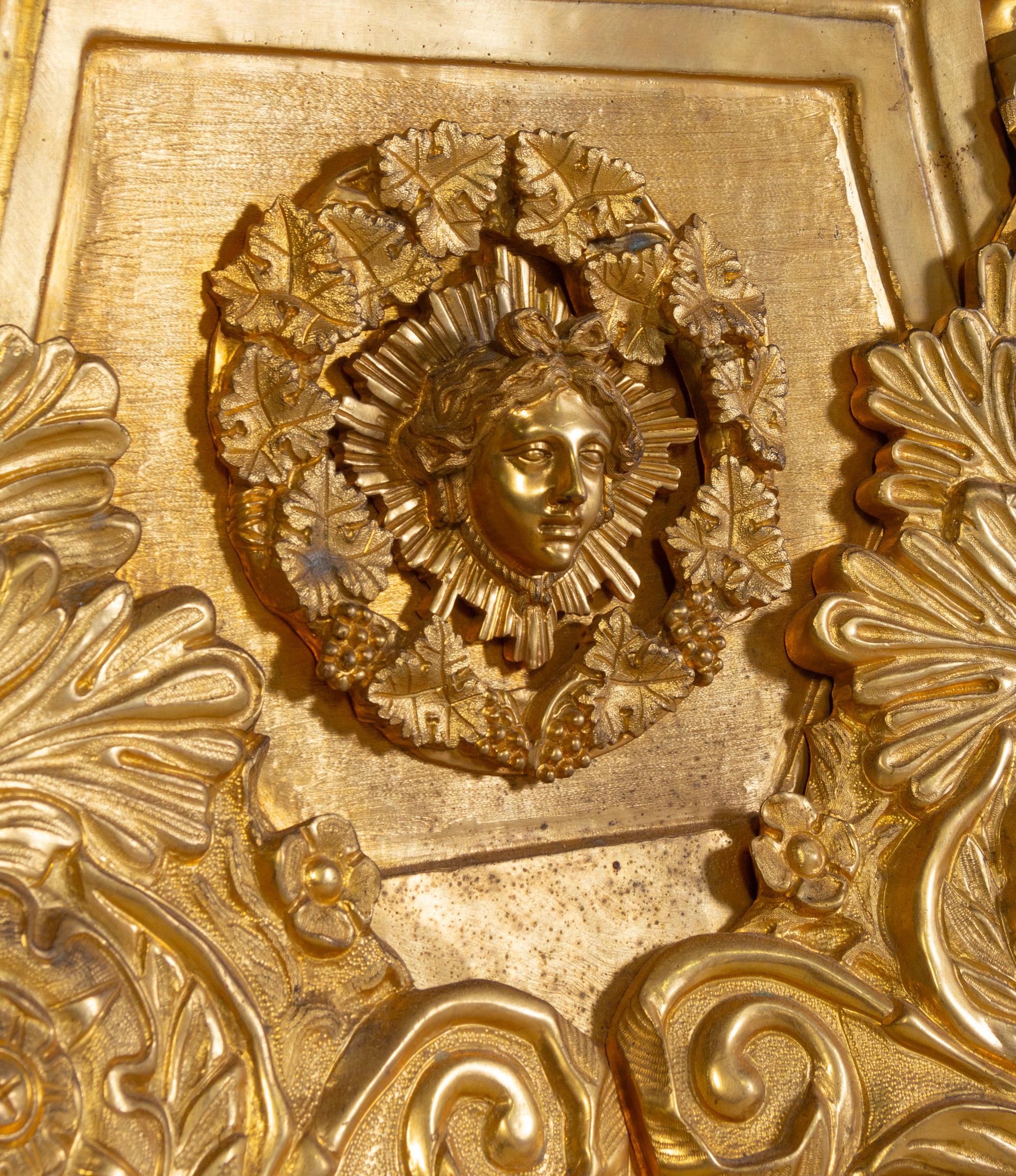 A Pair of Monumental Empire Style Gilt Bronze and Lapis Lazuli Torchères