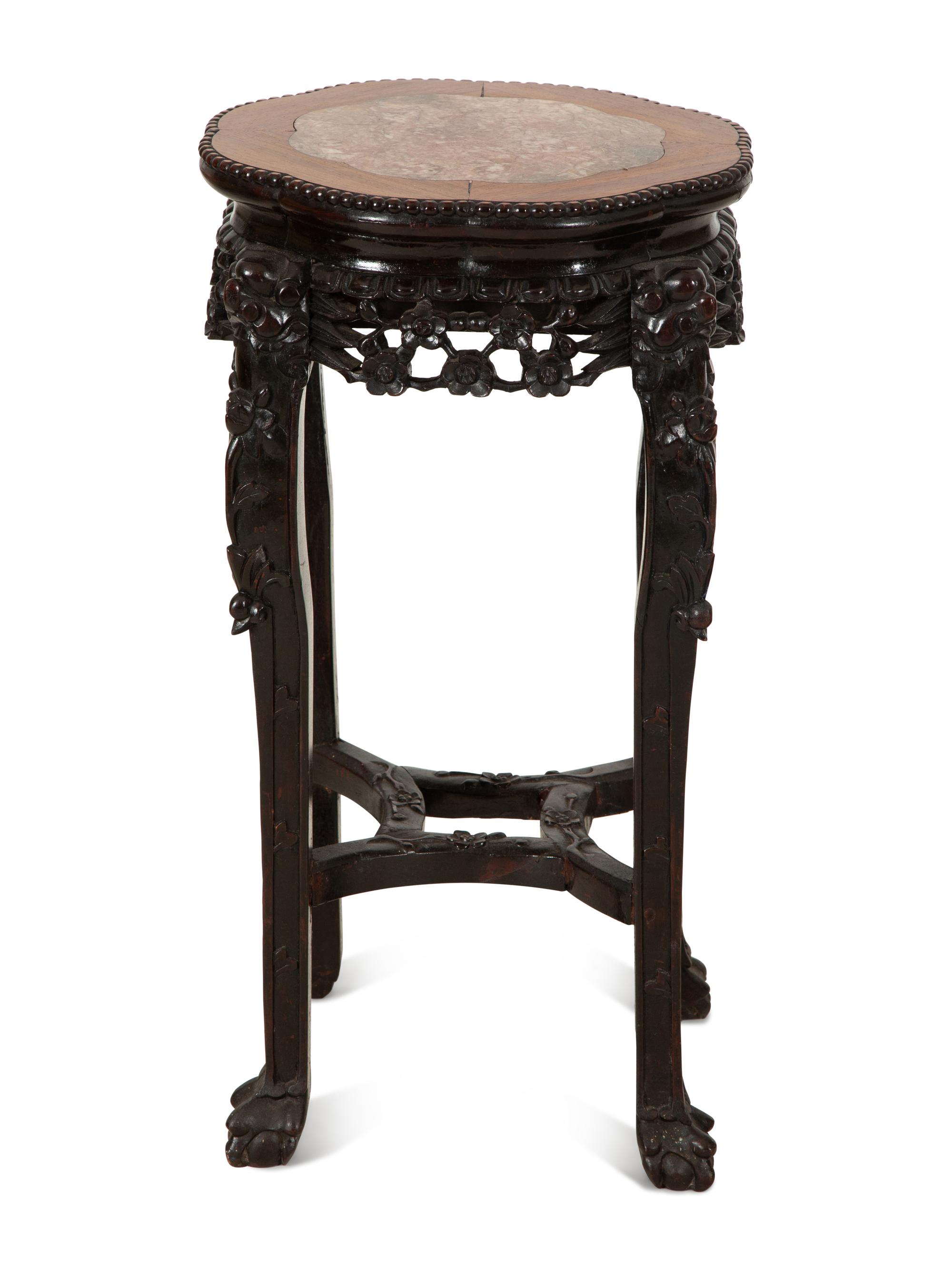 Three Chinese Carved Hardwood Stands — 20th Century