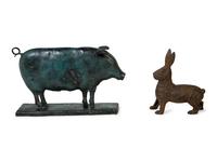 A Cast Iron Rabbit and a Patinated Metal Pig — 19TH/20TH CENTURY