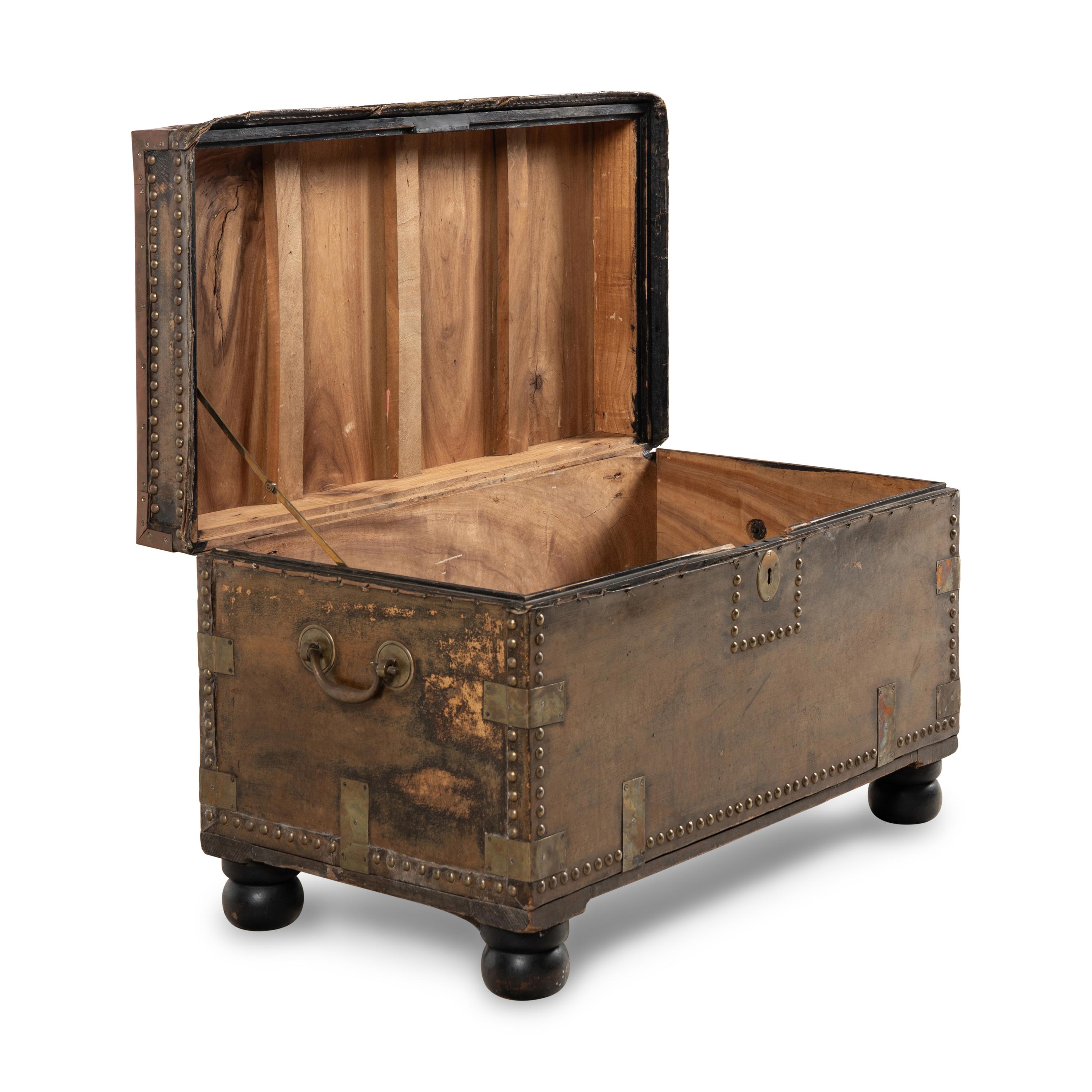 A China Trade Leather-Clad Trunk