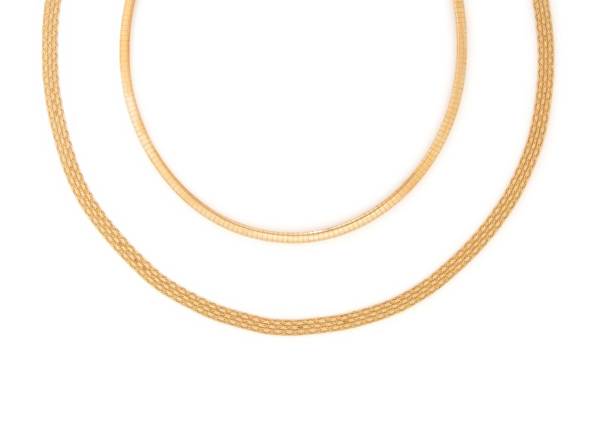 TWO YELLOW GOLD NECKLACES