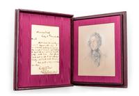 (DICKENS, CHARLES) TAYLOR, ALFRED HENRY. Original portrait sketch of young Dickens. With ALS by Dickens, 1840.