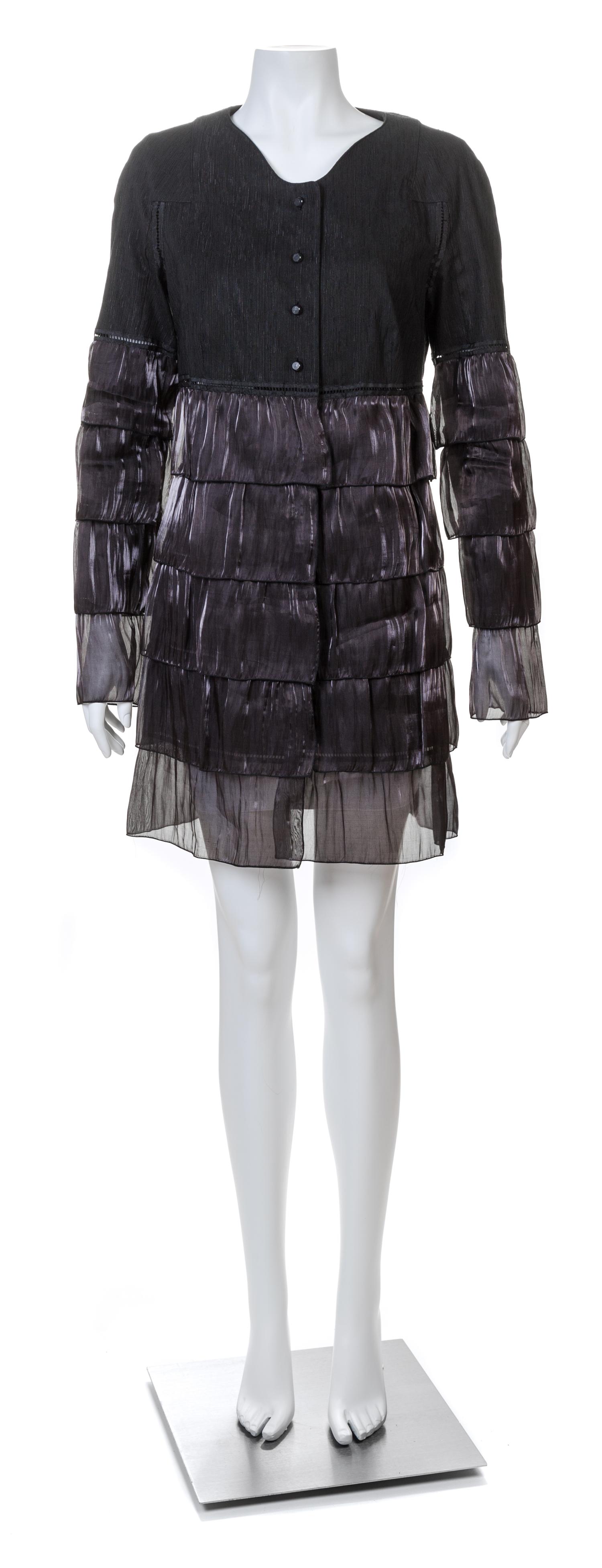 A Rochas Black Tiered Coat, Size 44.