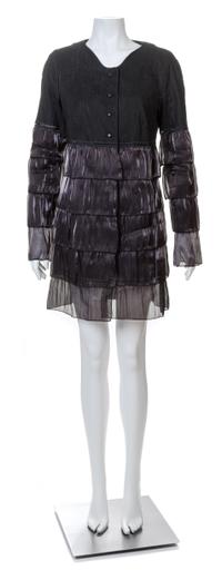 A Rochas Black Tiered Coat, Size 44.