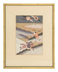 Four Chinese Kesi Woven Silk Panels