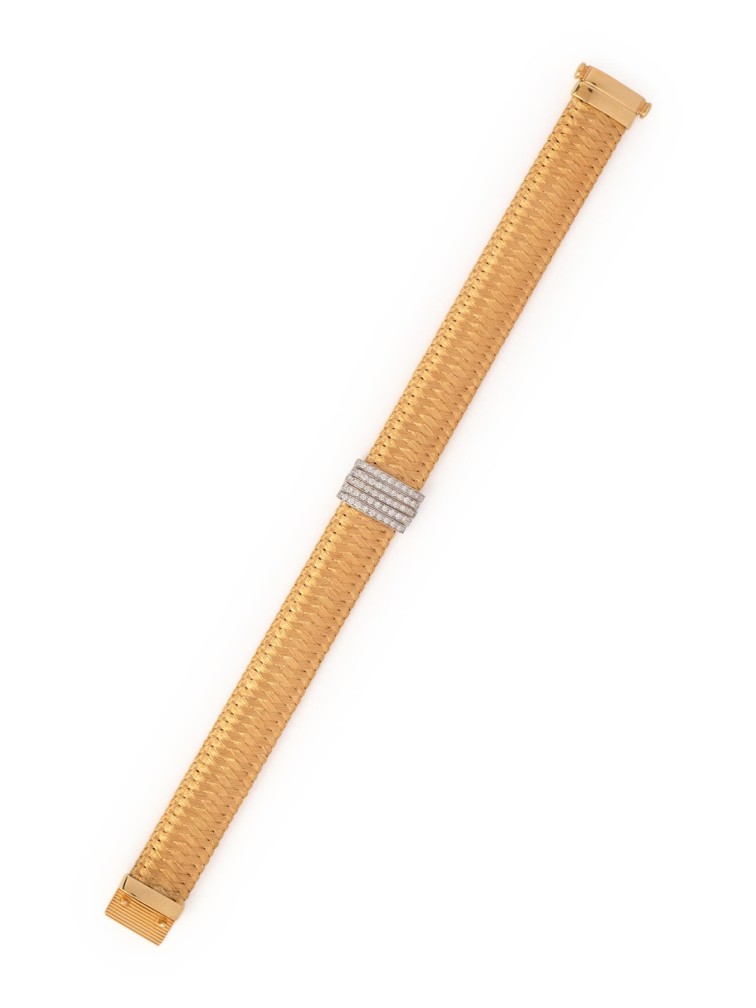ROBERTO COIN, BICOLOR GOLD AND DIAMOND 'PRIMAVERA' BRACELET