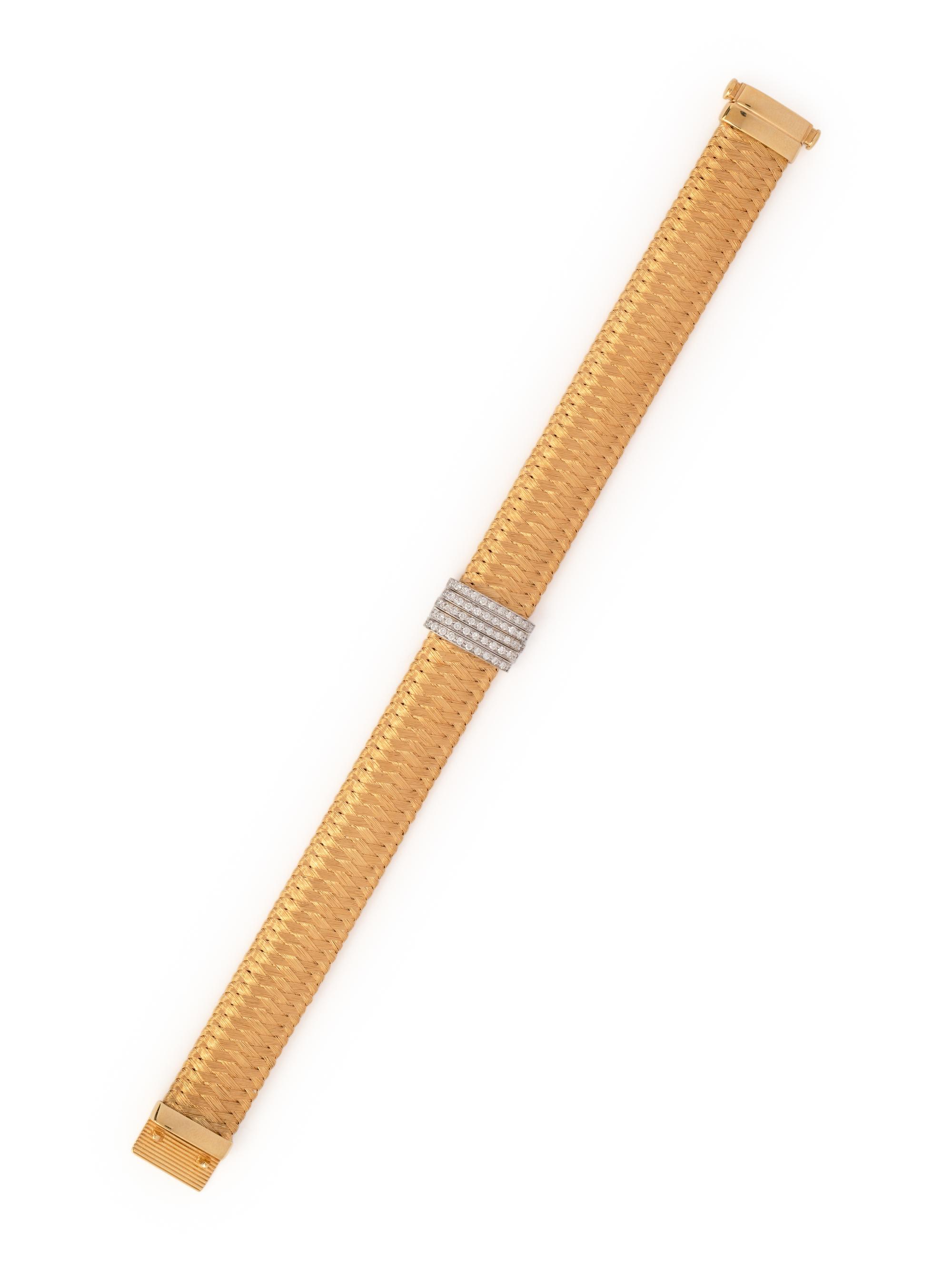 ROBERTO COIN, BICOLOR GOLD AND DIAMOND 'PRIMAVERA' BRACELET