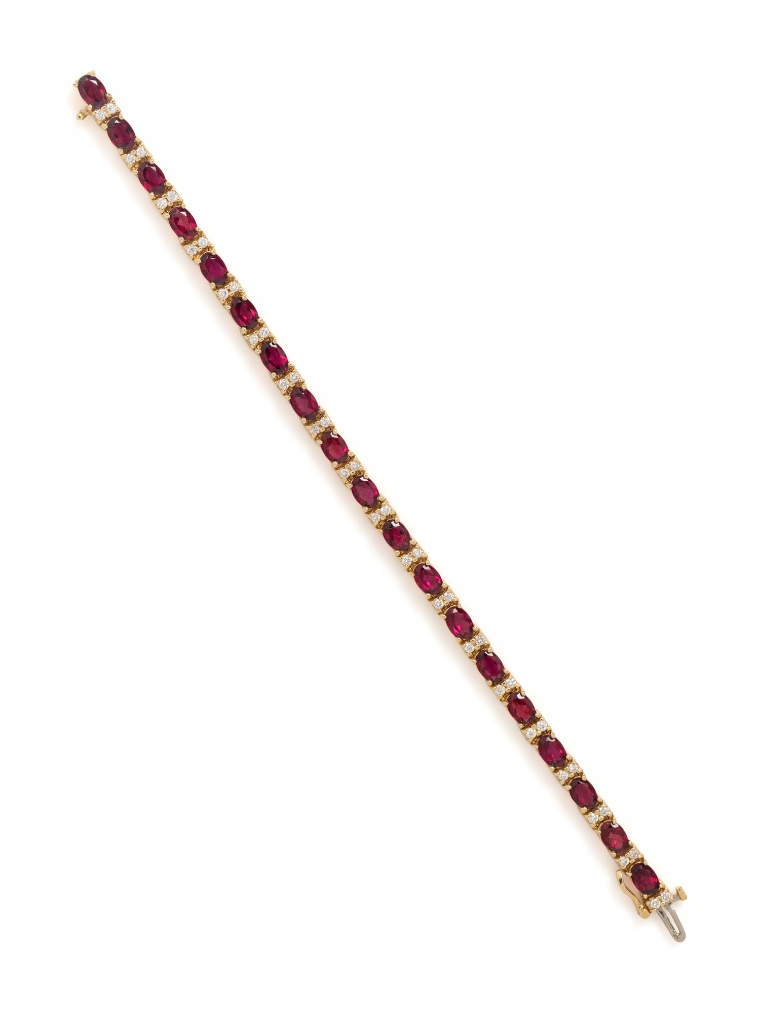 RUBELLITE AND DIAMOND BRACELET