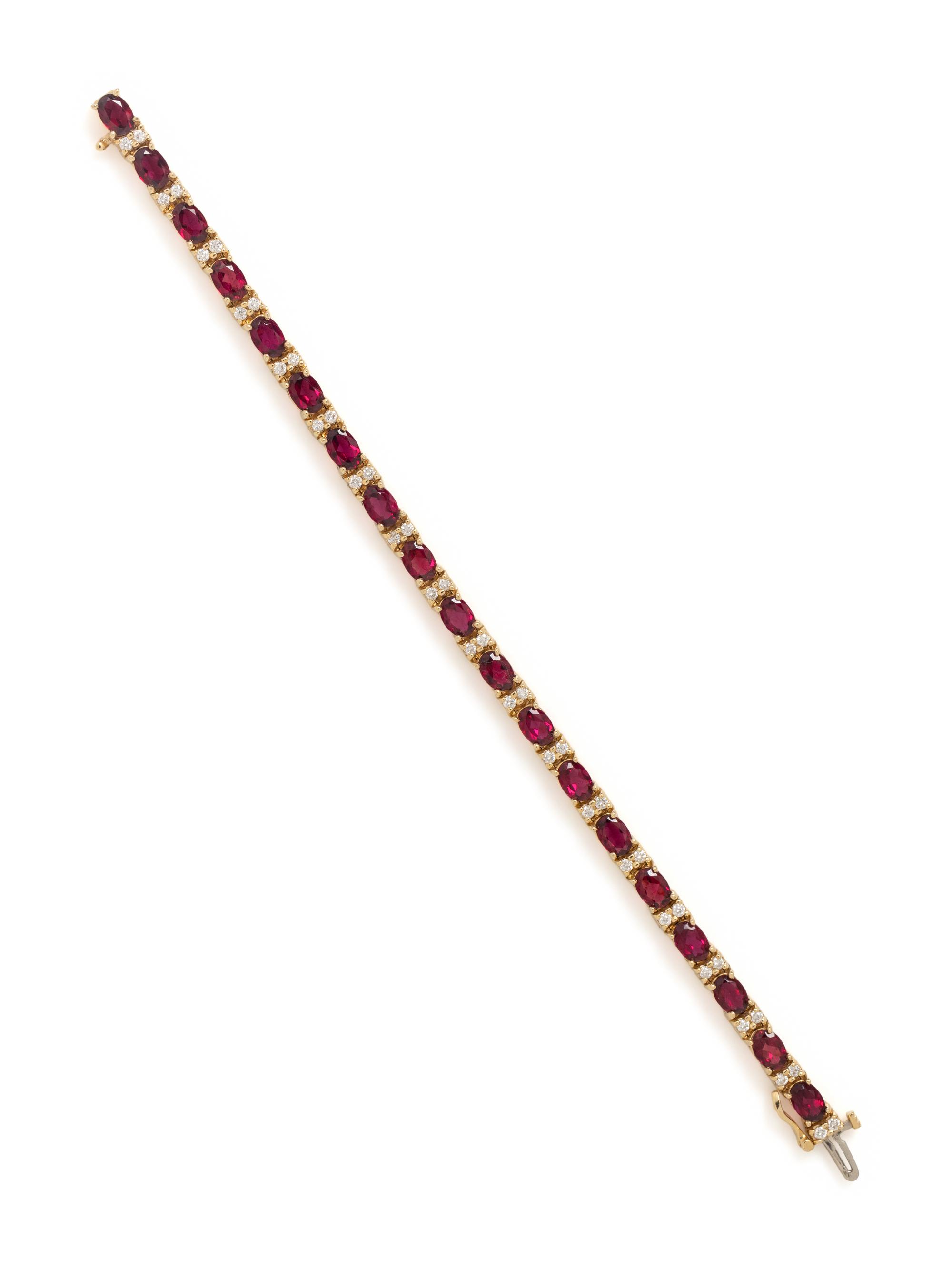 RUBELLITE AND DIAMOND BRACELET