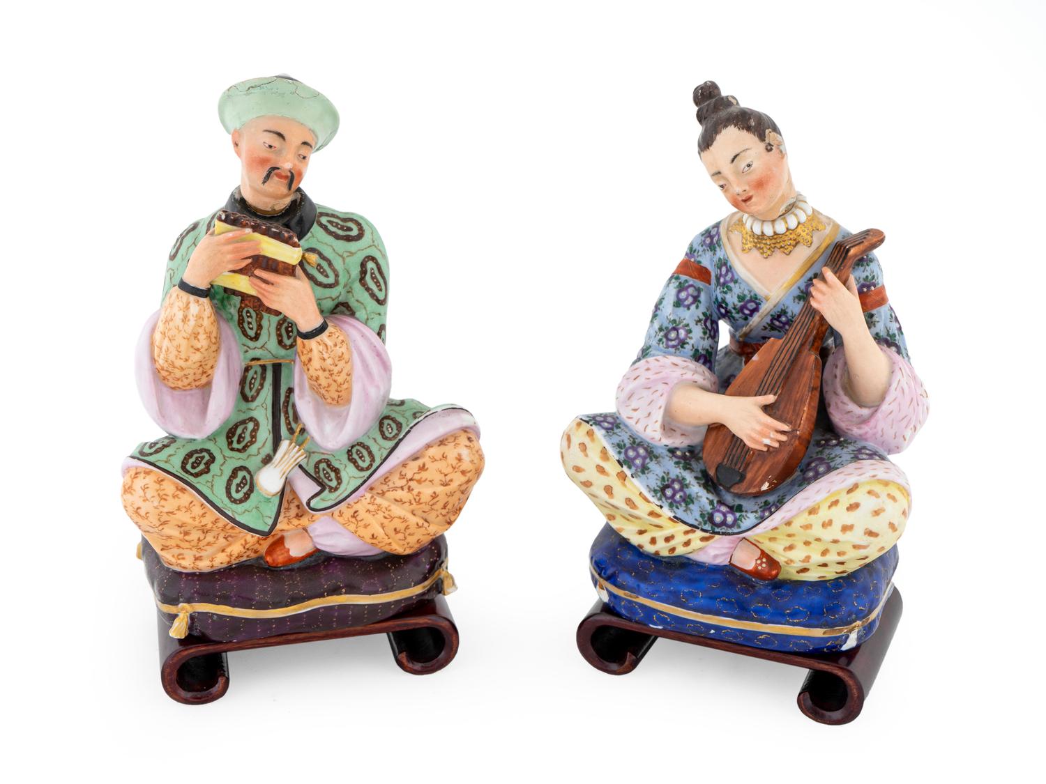 A Pair of Paris Porcelain Chinoiserie Figural Bottles — 19TH CENTURY