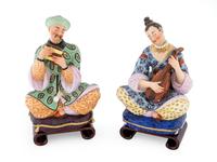 A Pair of Paris Porcelain Chinoiserie Figural Bottles — 19TH CENTURY