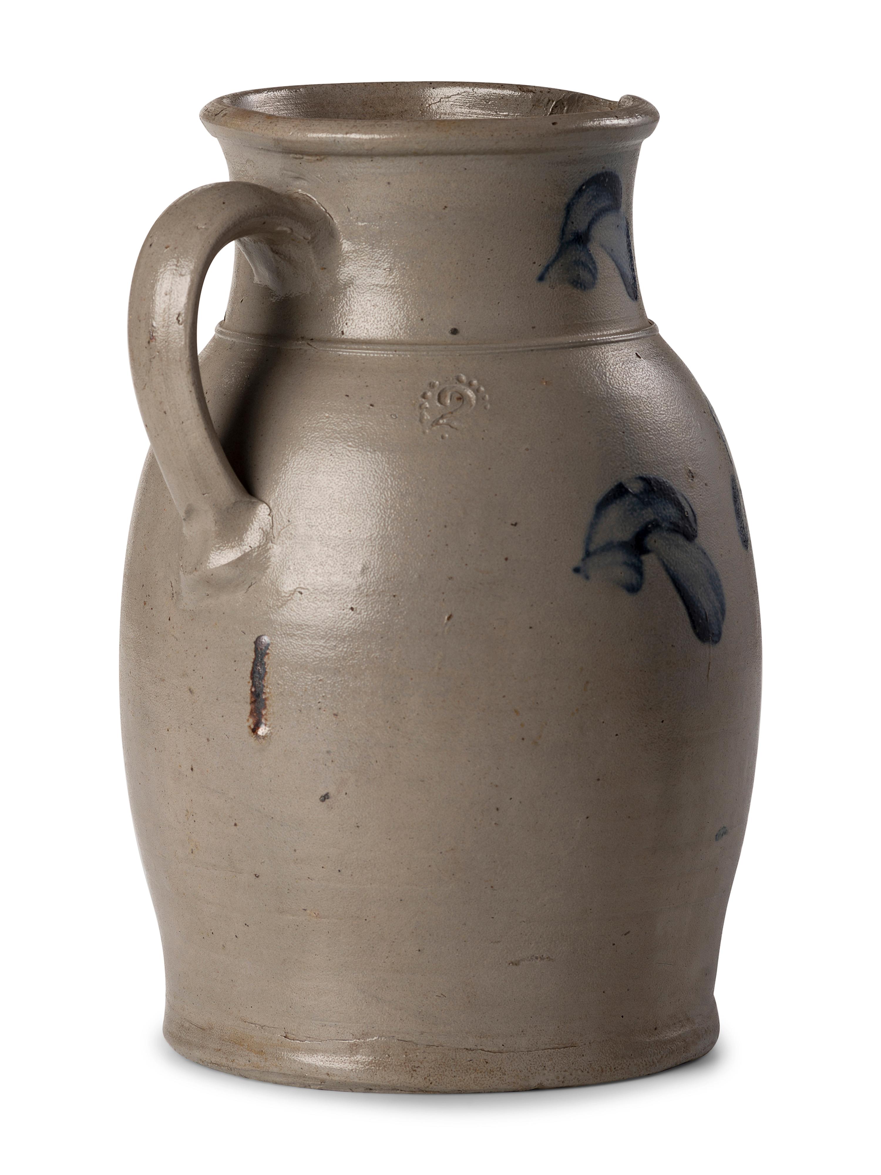A Two-Gallon Cobalt Decorated Stoneware Pitcher
