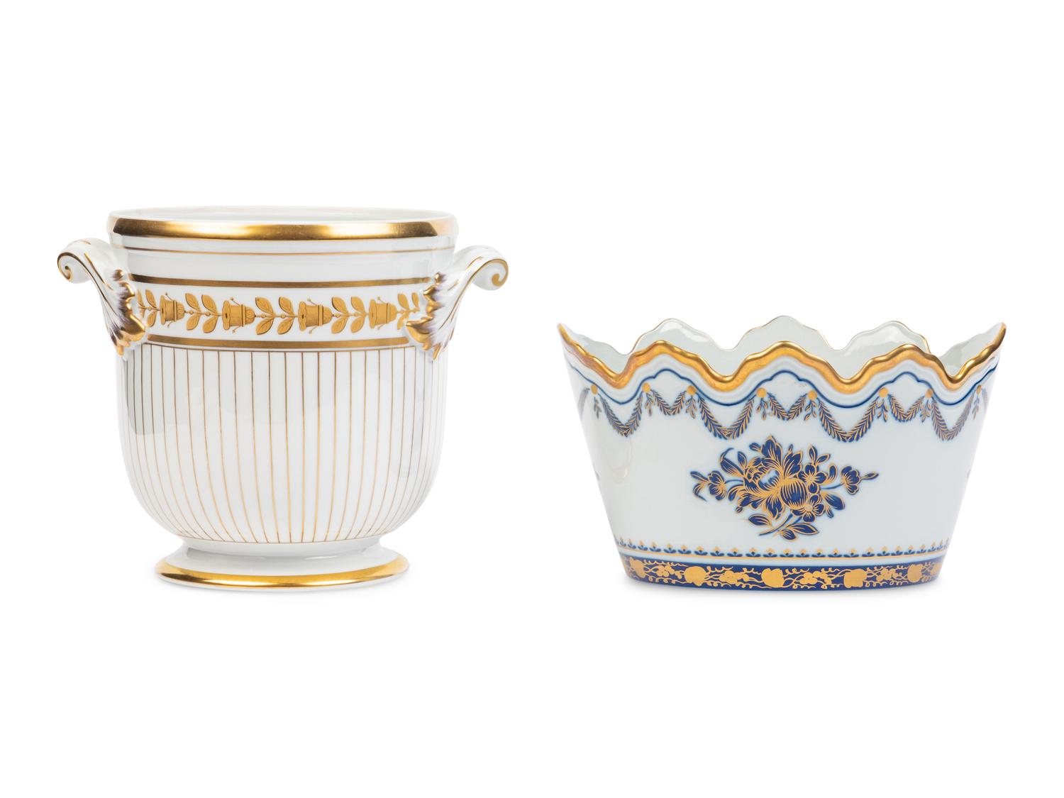 Two Vista Allegre Porcelain Cache Pots