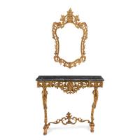 A Louis XV Style Gilt Bronze Console Table and Mirror