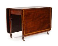 A George III Mahogany Drop-Leaf Dining Table Height 29 x length 66 (fully extended) x depth 42 inches. — EARLY 19TH CENTURY