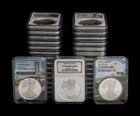 A Collection of Thirty-Three NGC Graded PF70 Ultra Cameo Silver Eagle $1 Coins