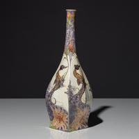 Eggshell porcelain vase with polychrome seahorse decor, model 89