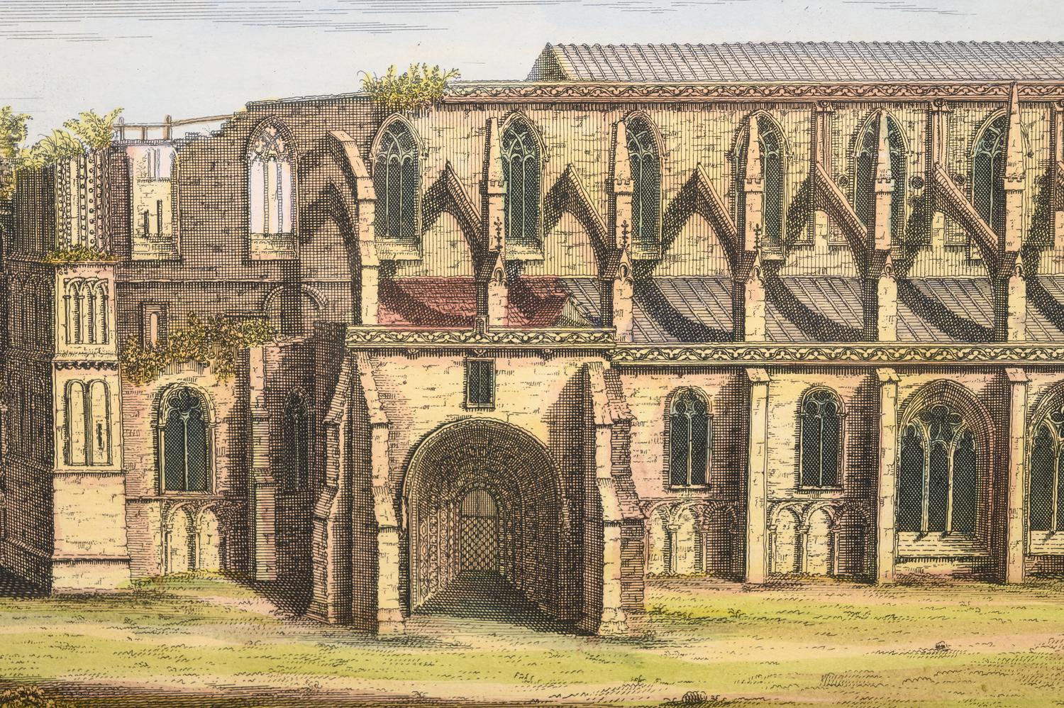 A Set of Eight English Architectural Engravings with Hand-Coloring