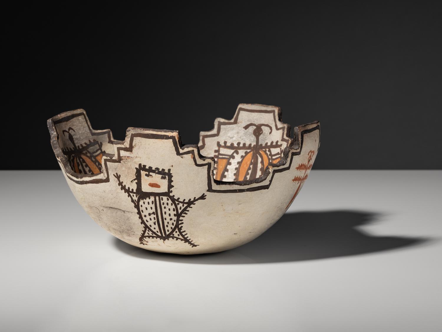 Zuni Terraced Bowl, with Butterflies, Dragonflies, Toads, and Tadpoles