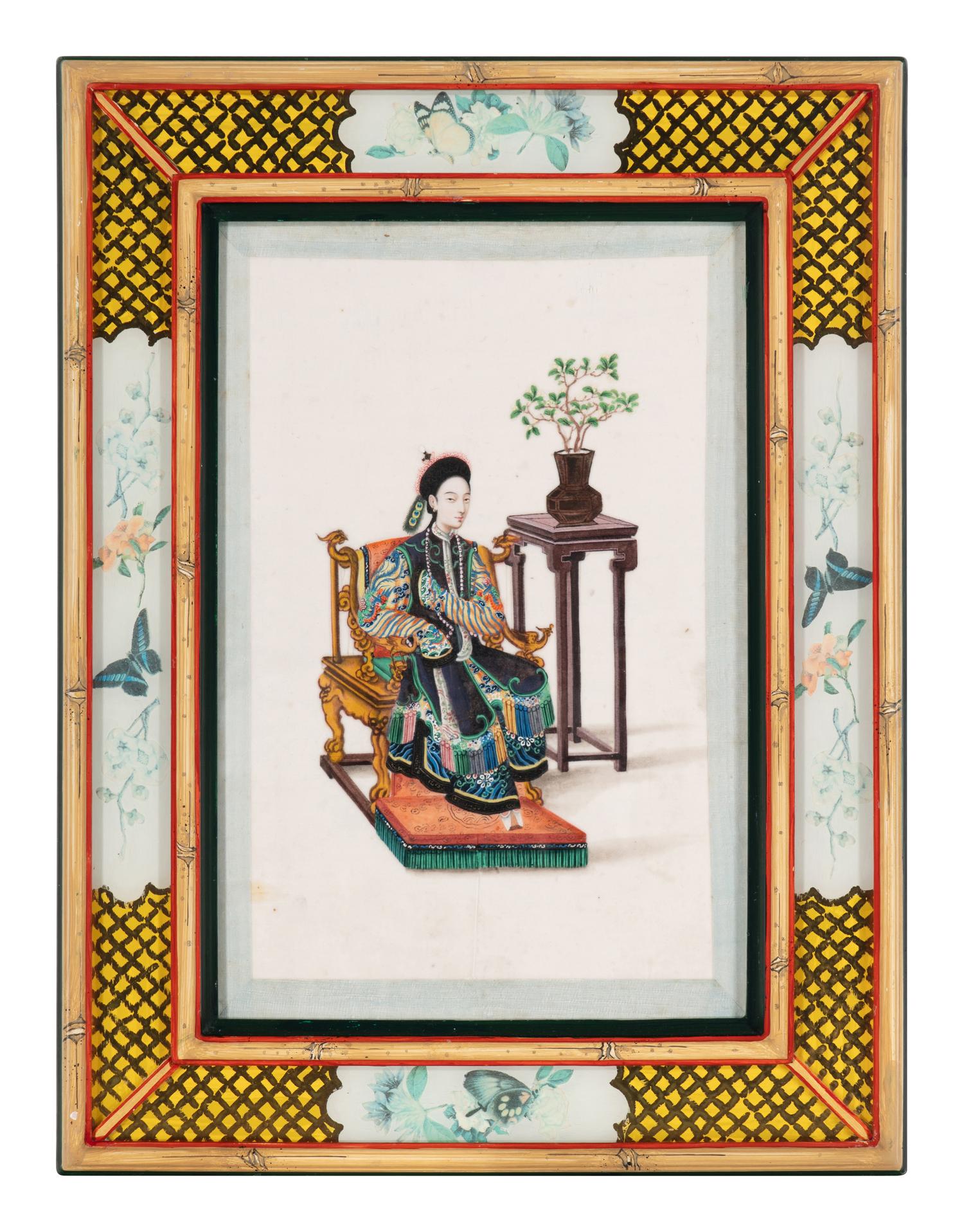 A Set of 12 Chinese Export Pith Paintings, Late 19th/Early 20th Century 清晚期 通草畫人物圖鏡框12幅