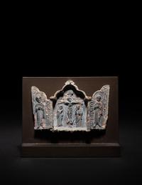 A Byzantine Lead Triptych with a Crucifixion Scene