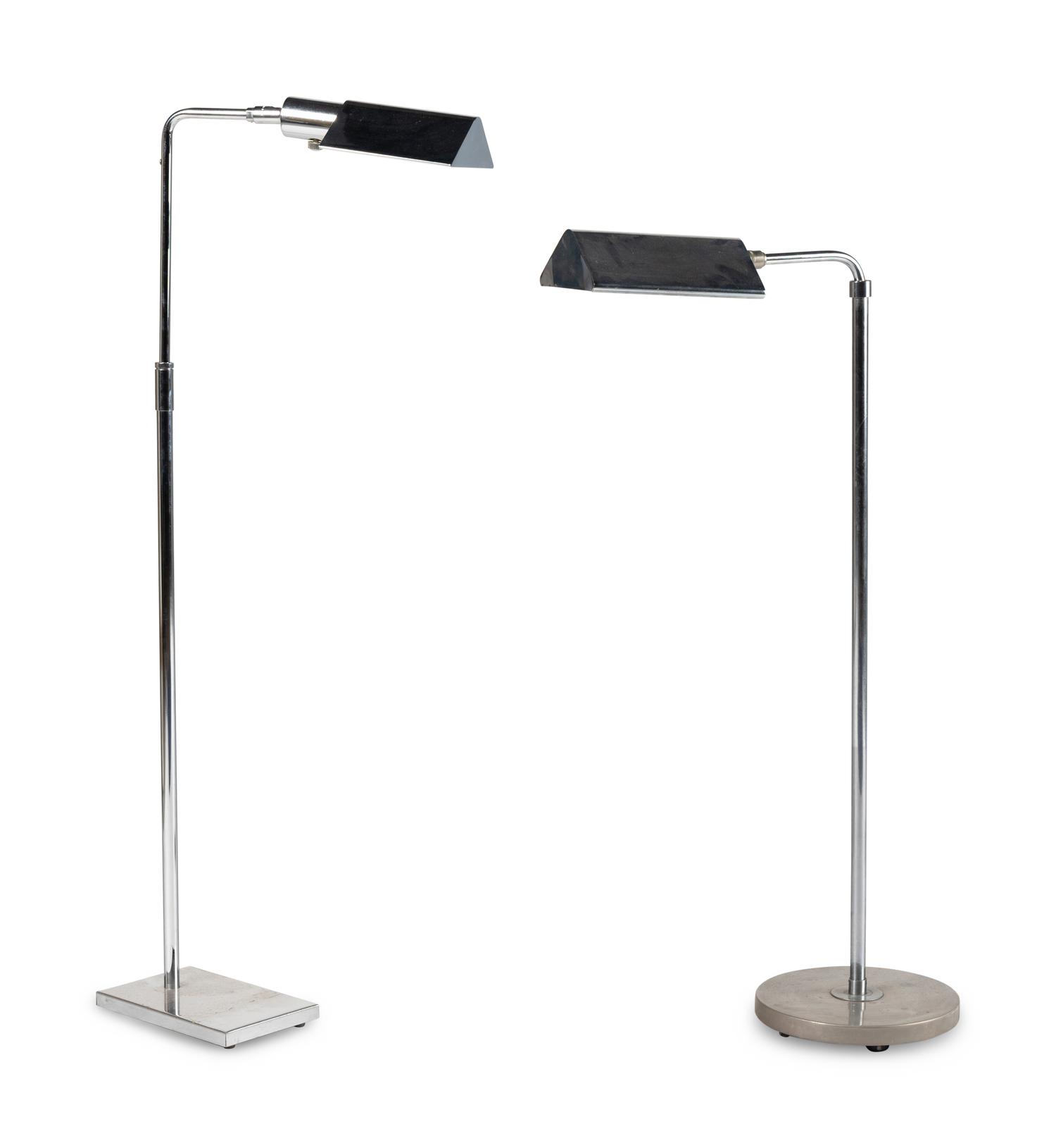 Two Chromed-Metal Telescopic Floor Lamps