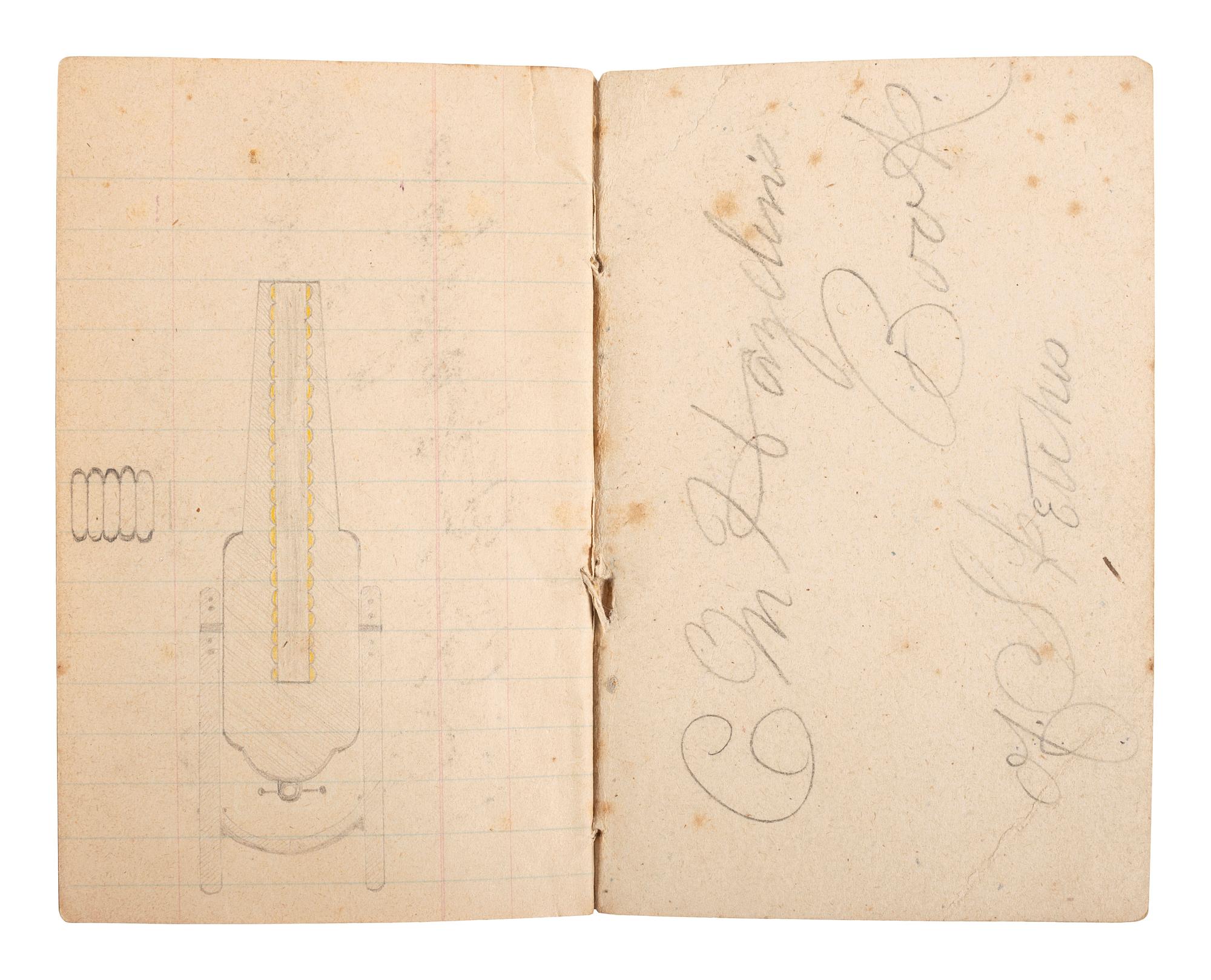 [SCIENCE & TECHNOLOGY]. Charles M. Hayden (1845-1934) archive featuring a patent model for a gun mount with associated photographs, letters, and sketchbook.