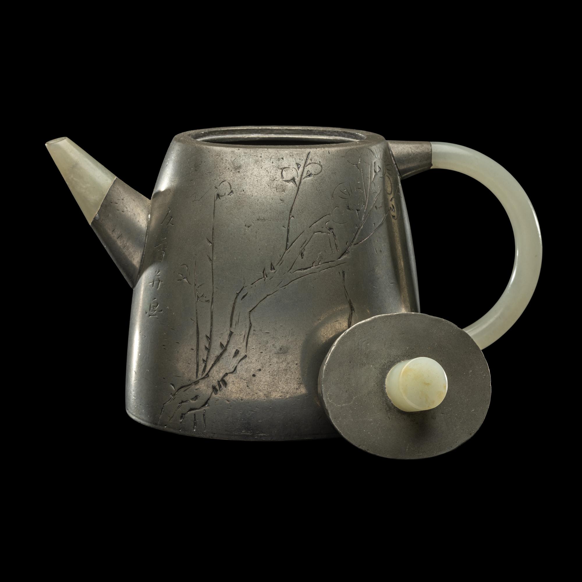 A Chinese Jade and Pewter Teapot
