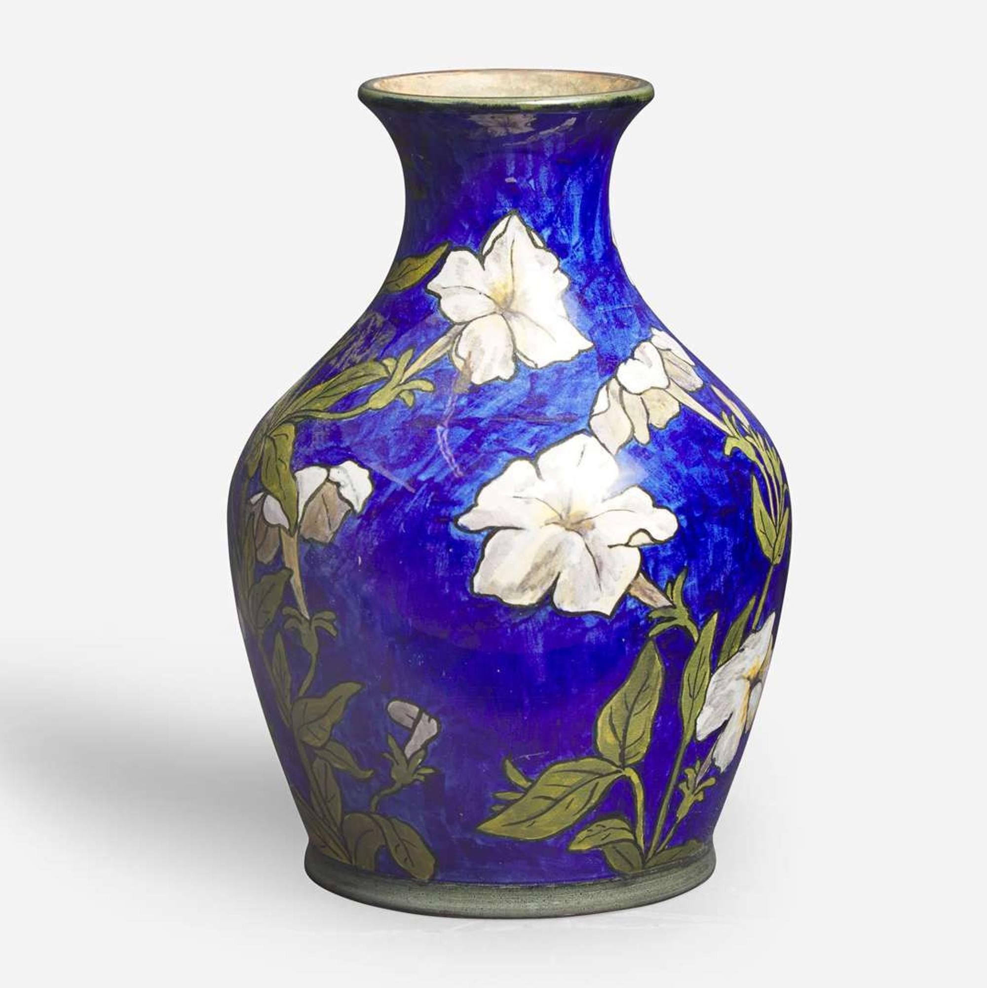 John Bennett (British-American, 1840-1907) Bulbous Vase with Floral Decoration, USA, circa 1880